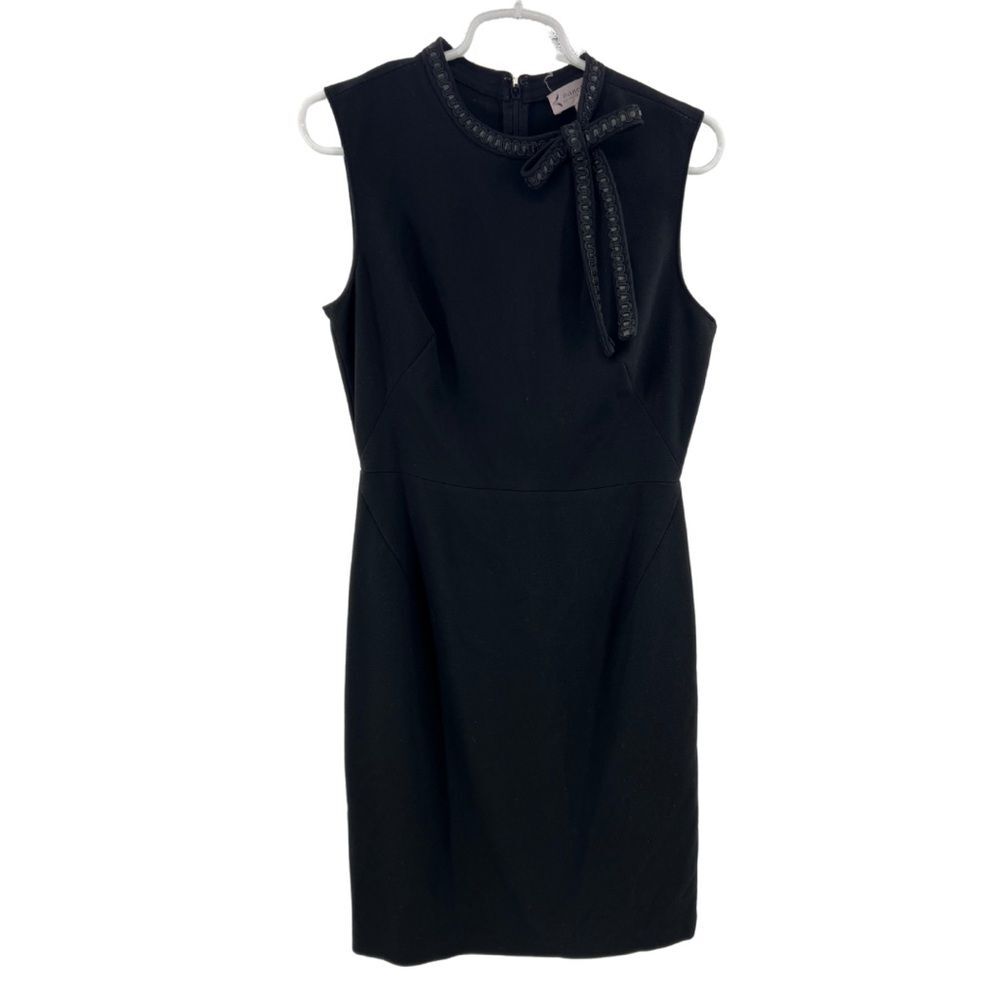 Nanette Lepore black 8 bow detail sleeveless knee length LBD office wedding